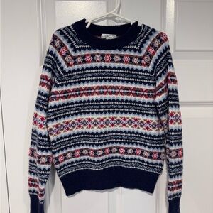 J Crew Crewcuts Boys Navy Fair Isle Wool Blend Sweater
